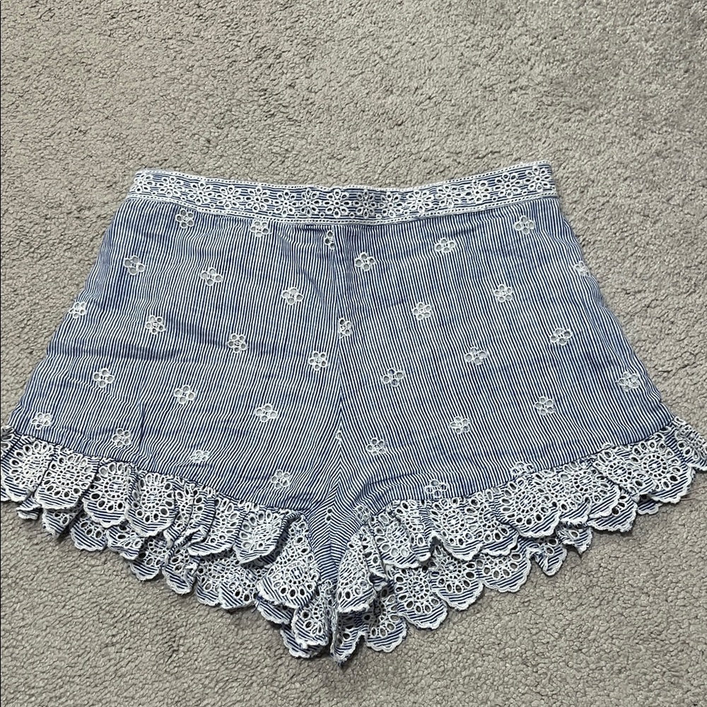Romeo & Juliet Couture Striped Navy and White Lace Shorts